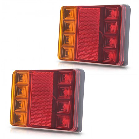 2 Waterproof 8 LED Taillights Rear Tail Light DC12V for Trailer Truck Boat