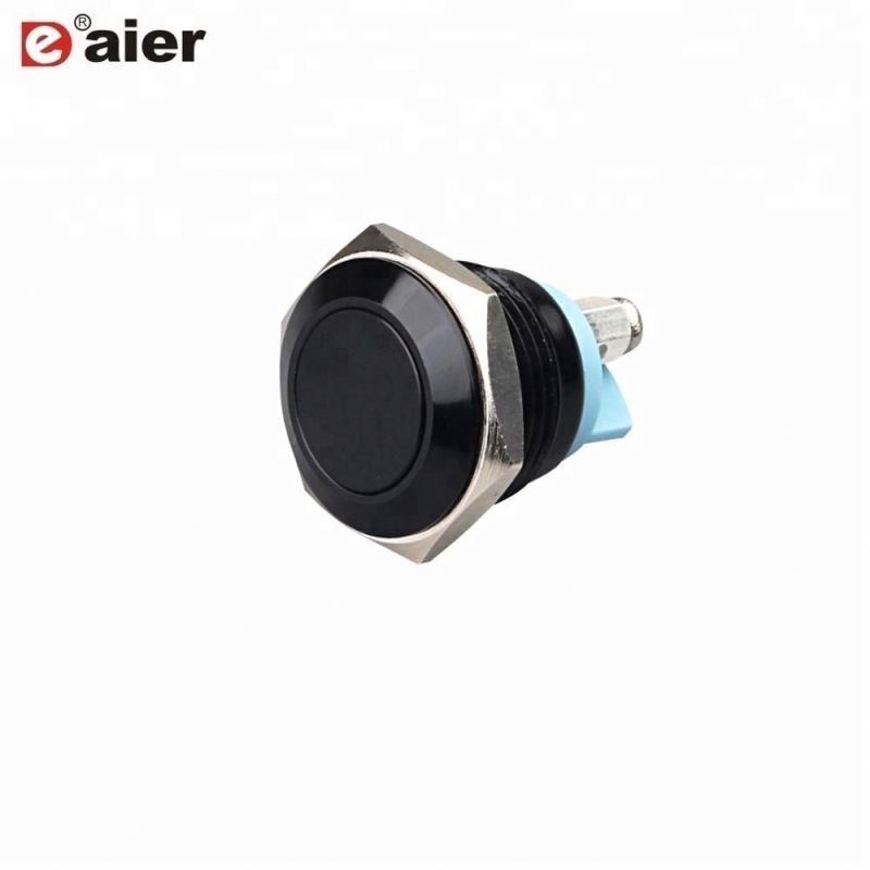16MM Flat Button 2Pin Screw Terminal Momentary Metal Waterproof Push Switch 250V