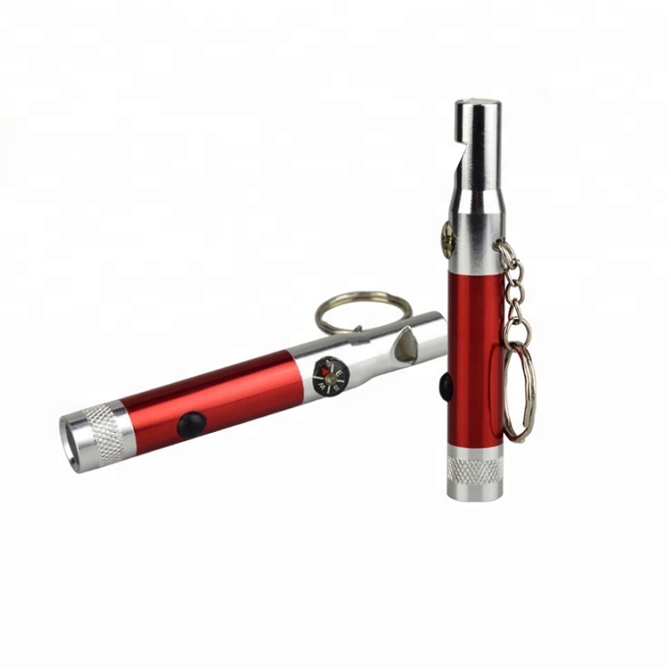 Aluminium Mini Whistle Compass Torch Light Button Battery Promotional Gift LED Flashlight