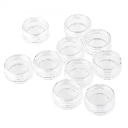 10 Plastic Round Clear Empty Nail Art Storage Bo Jar Case Container