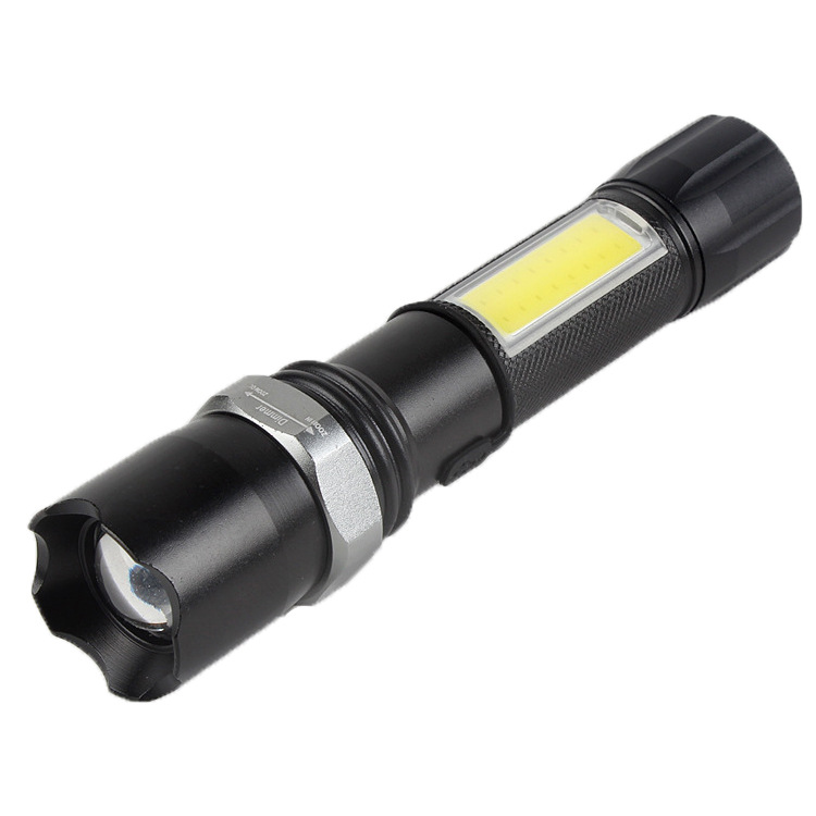 3 Modes XPE LED Portable Zoom USB Charging Super Bright Tactical Torch New Flashlight With Side COB Lamp