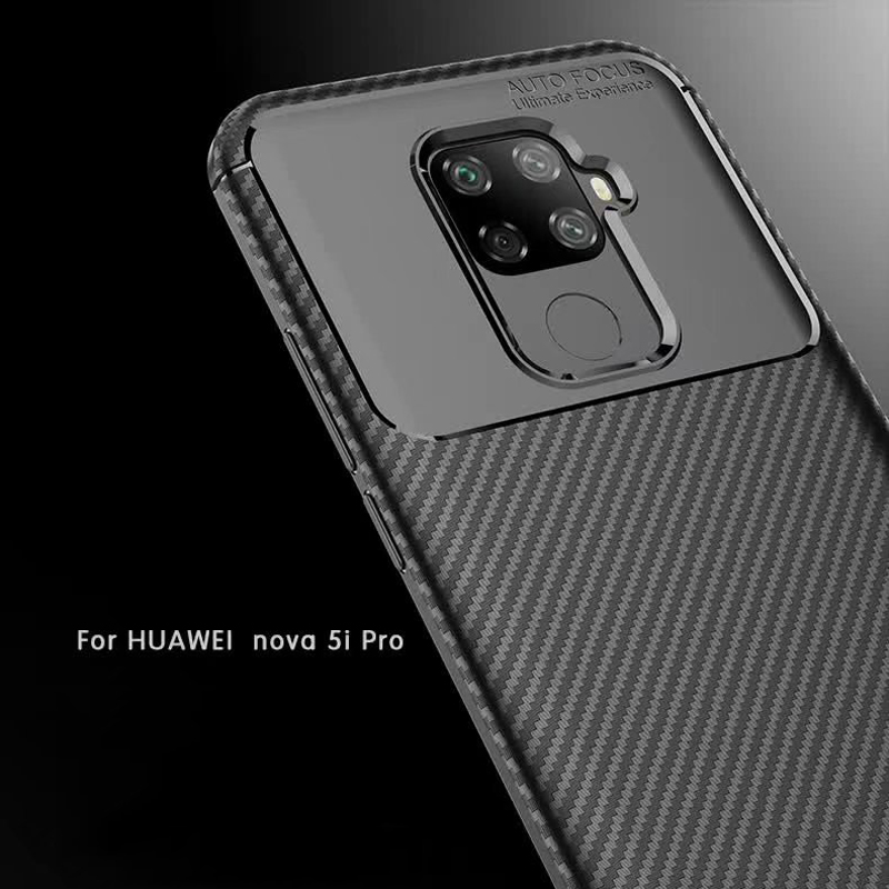 Carbon Fiber 360 Protective phone case For Huawei Nova 5i Pro TPU Silicone back cover case