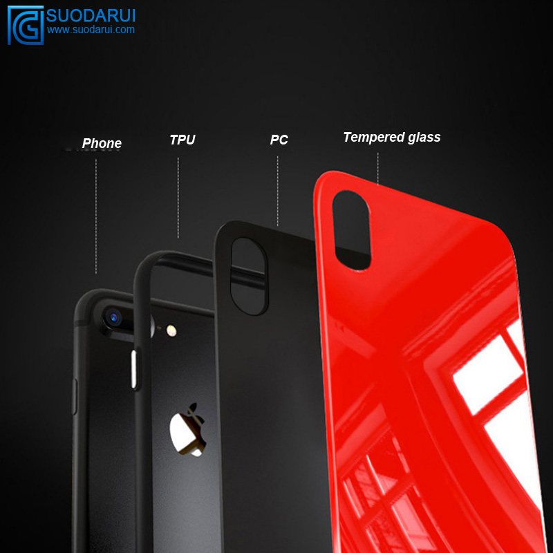 Cell phone Protective Cover For Iphone X / 10 (TPU PC Tempered glass Backplane) combination Case