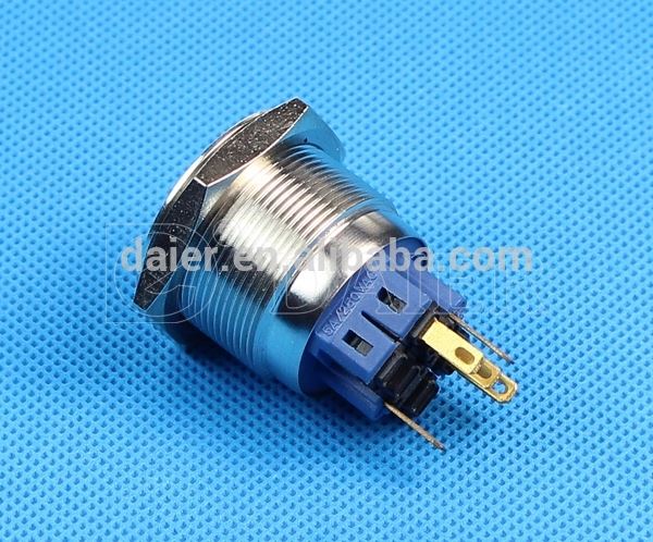 25mm Flat Stainless Steel 16A Arcade Push Button Water Value
