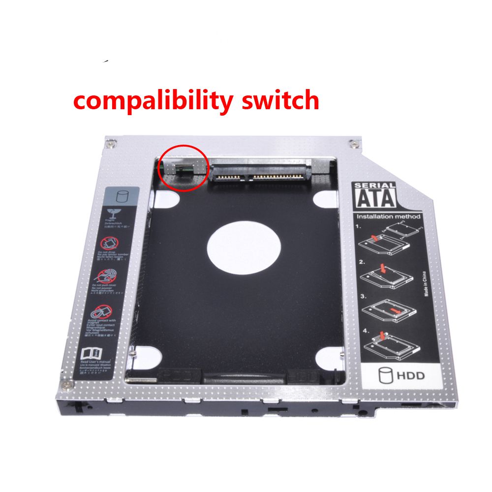 9.5mm Universal SATA 2nd HDD Caddy SSD Hard Drive +Panel for DVD-ROM Optical Bay