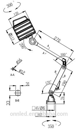 ONN-M2 CE TUV led light for machine work long arm spot light