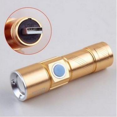 MINI ZOOM USB Charging Super Bright Portable XPE LED Torch Tactical Flashlight Custom Logo