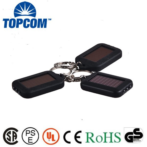 ABS solar panel 3 LED flashlight keychain Solar Portable keychain flashlight