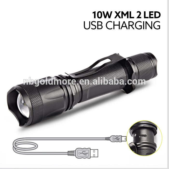 1600 Lumens Portable Ultra Bright USB Rechargeable Tactical LED Flashlight for Camping Hiking Outdoor Water Resistant Torch