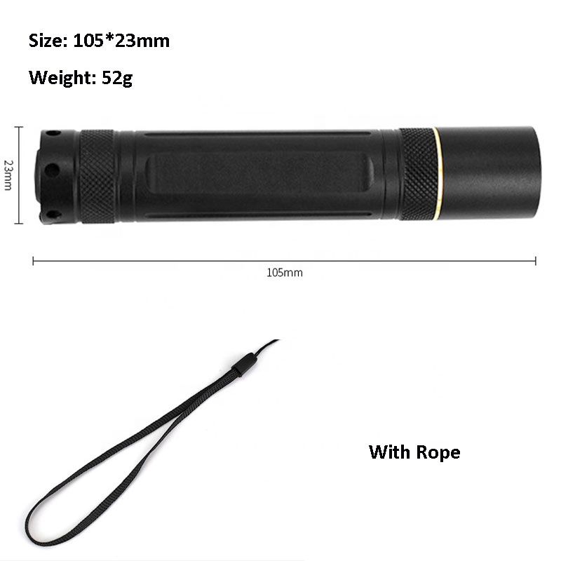 High Quality Black Filter Aluminum 5W 365NM Amber Detector Black Light UV Led Light Flashlight