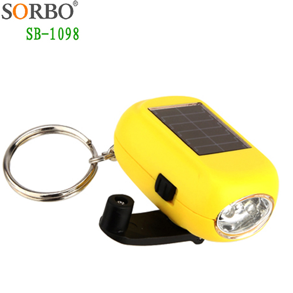 Factory Promotional Mini LED Solar Flashlight Torch Light Lamp Keychain