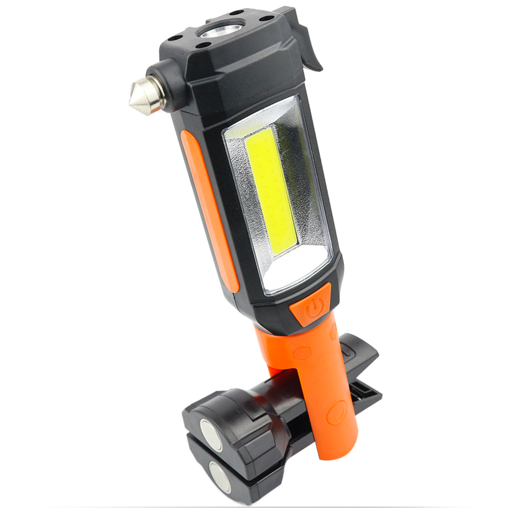 3W Portable Adjustable Magnetic COB LED Worklight With Tactical Hammer Hidden Cutter Hanging Clip Magnetic Tail