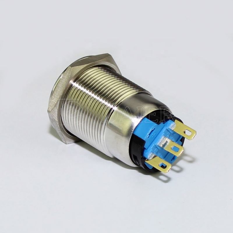 19MM Flat Button Ring Illuminate Momentary Or Latching Waterproof IP67 Metal Sealed Switch