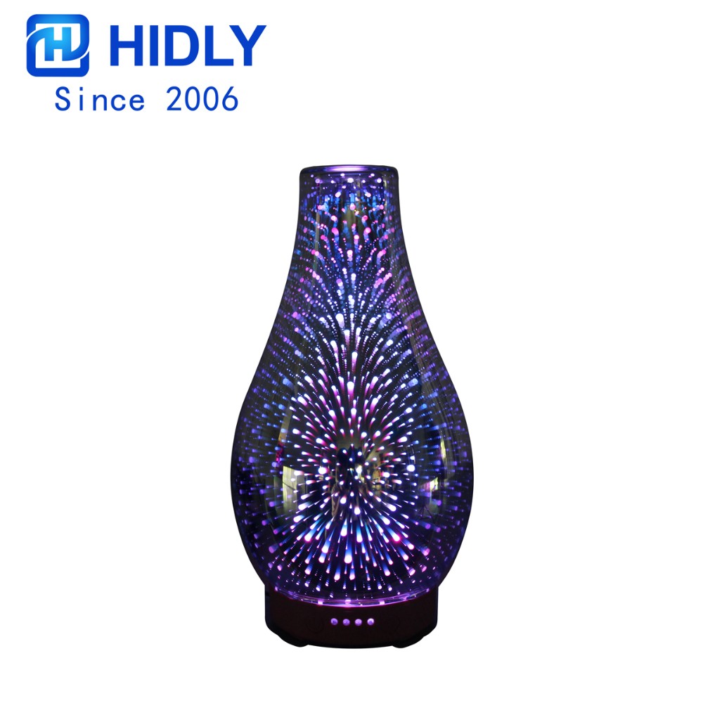 Wholesales 7 Colorful Led Change  Air Humidifier, Festival Gift Essential Oil 3D glass Diffuser for Aromatherapy