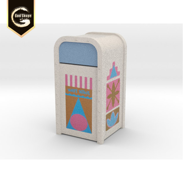 Modern design strong plastic recycle trash can advertising dustbin container with cover for hotel