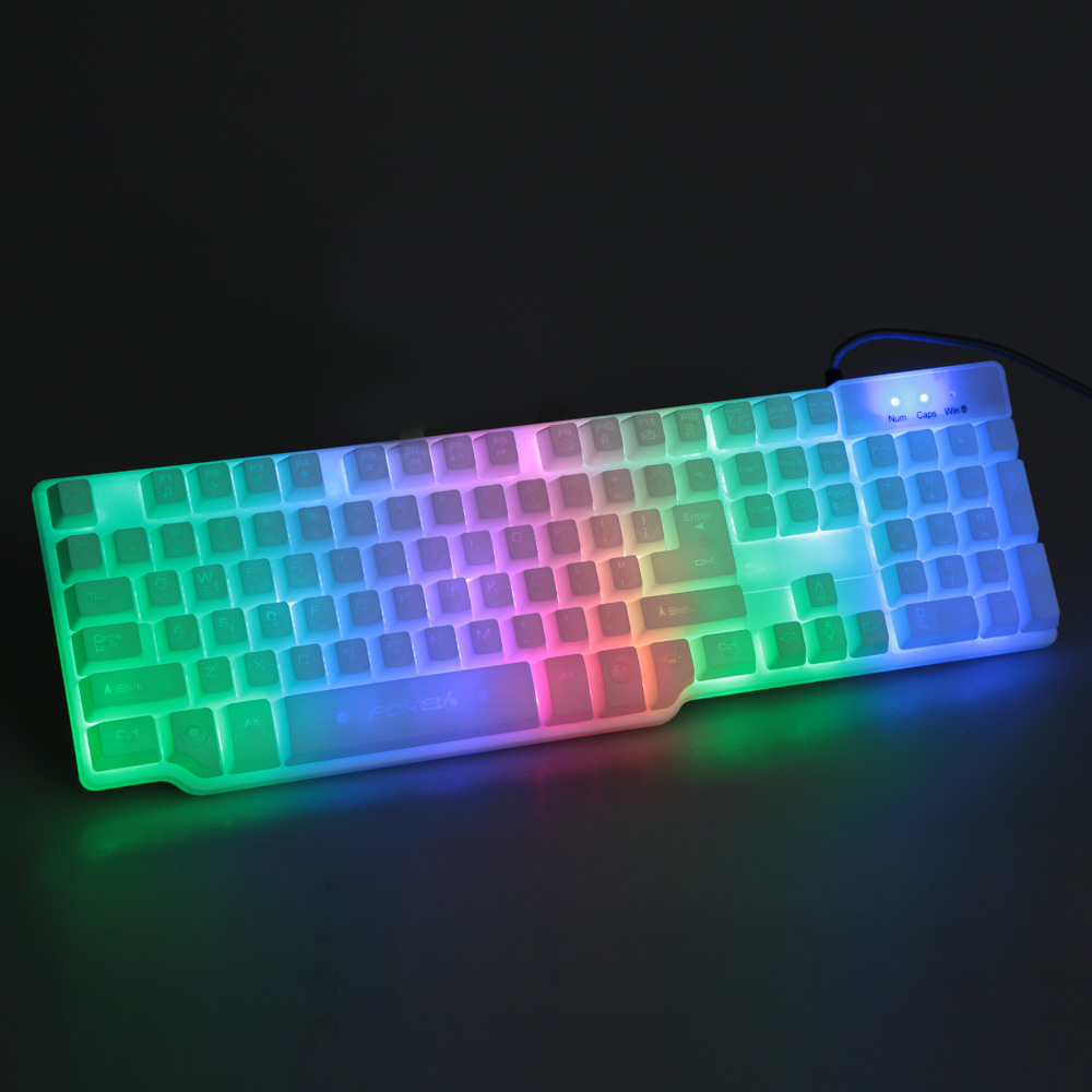 LED Backlit Gaming Keyboard USB Wired Imitation Mechanical Keyboard Wide Spacebar Design for PC Laptop Desktop