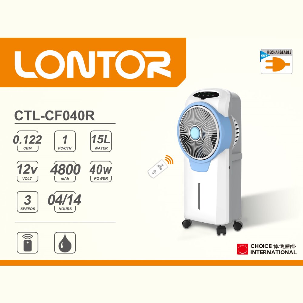 LONTOR Rechargeable Water Cooling  Fan  CF040R