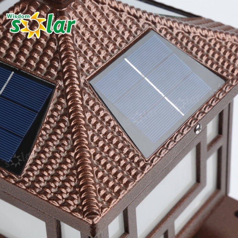 Special design post outdoor waterproof decorative solar pillar chapiter craft light (JR-3015 solar post pillar light)