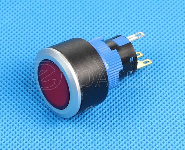 Waterproof momentary metal 22mm flat pushbutton with led cover