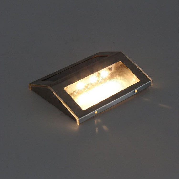 Factory Supply Stainless Steel Outdoor Wall Light Solar 3 LED Step Lamp Stair light