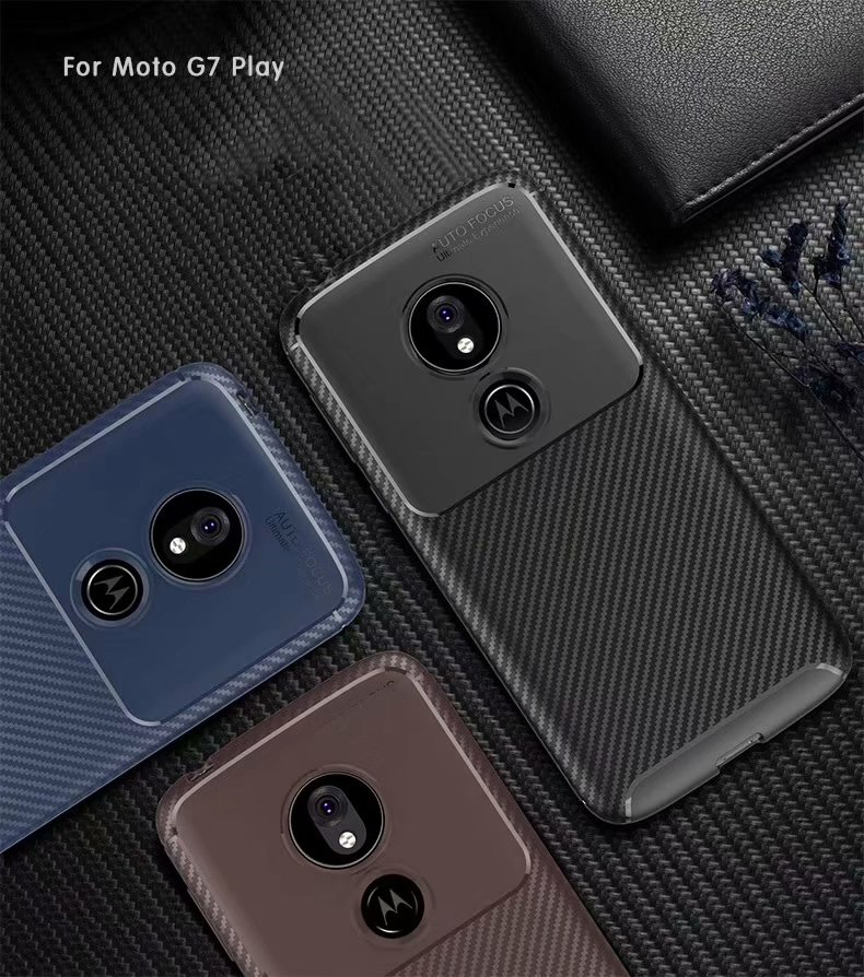 New Premium Shock Protection Carbon Fiber Skin TPU Silicone Case For Motorola Moto G7 Play