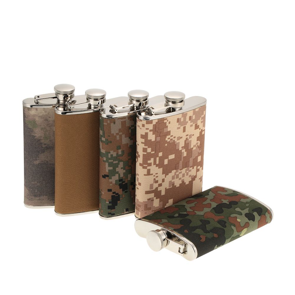 Outdoor Hip Flask Stainless Steel Camouflage Hip Flask with Small Funnel Alcohol Liquor Wine Flagon Mini Bottle Alcohol flask