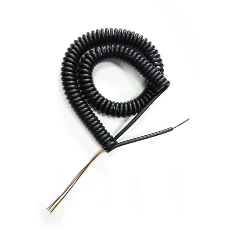 Black 4-core PU spiral cables, 22AWG