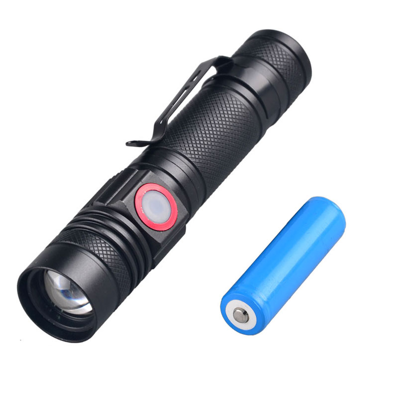 Intelligent Power Indicator LED Torch Flashlight USB Rechargeable Small LED Torch Flashlight