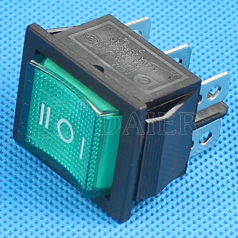 ON OFF ON DPDT 6 Pins Illuminated Rocker Switch 16A 250V With 120V Light KCD2 203 Rocker Switch