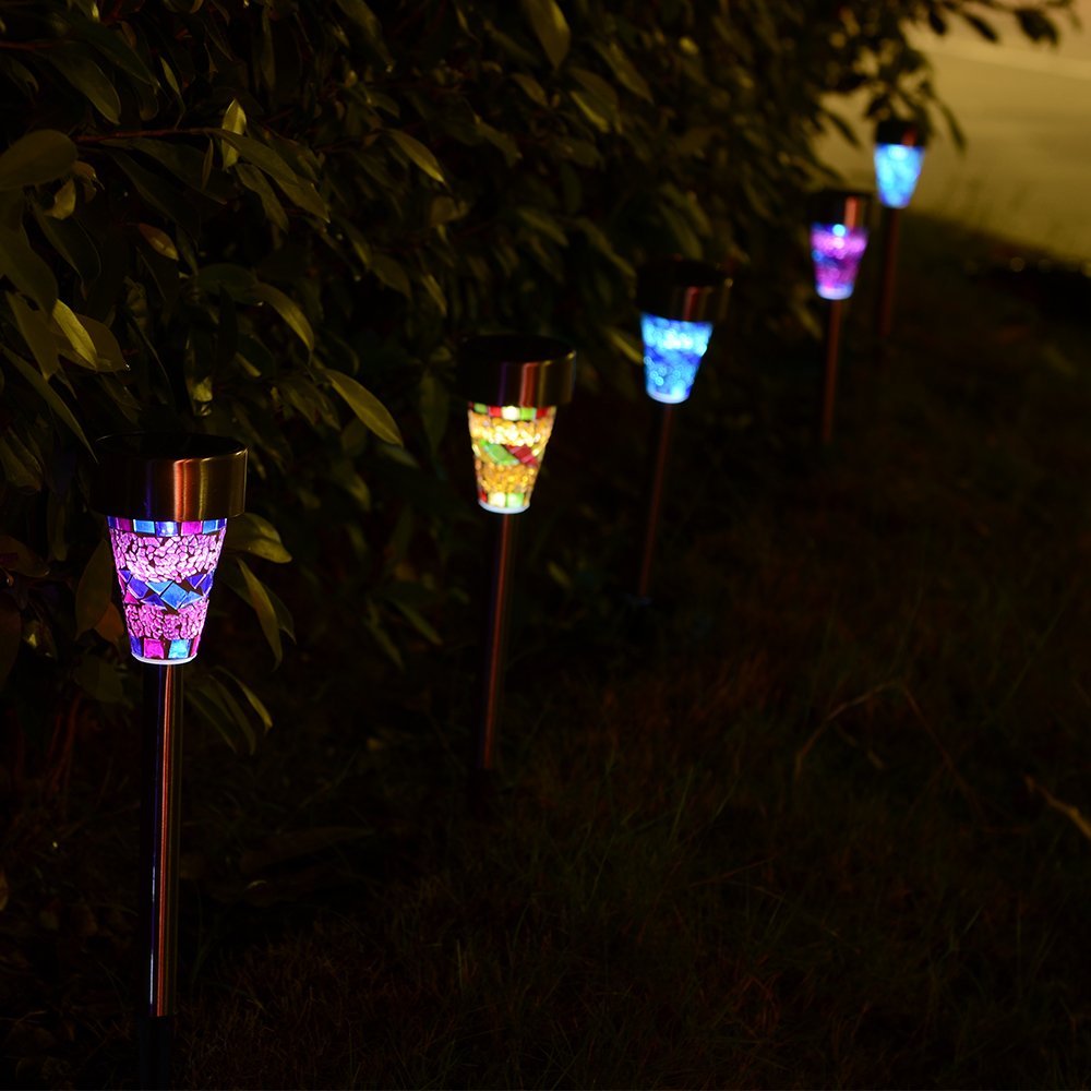 Glass Mosaic Design Solar powered LED Lawn Light for Garden Decoration (JL-8531)