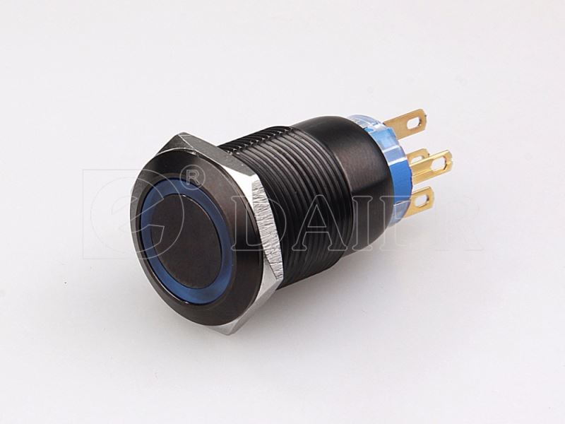 19mm Flat electronic illuminated industrial push pull button switch