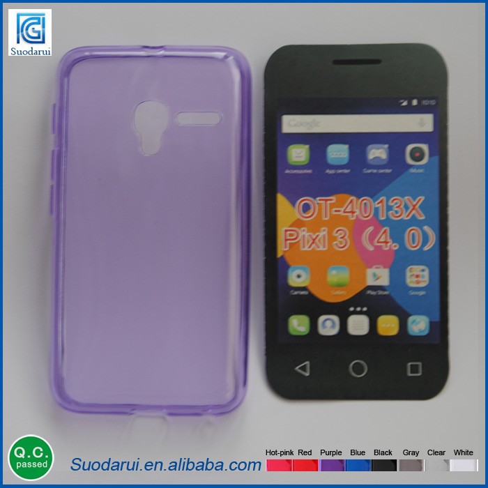For Alcatel One Touch Pixi 3 OT-4013x 4 inch Clear TPU soft gel case Mix colors