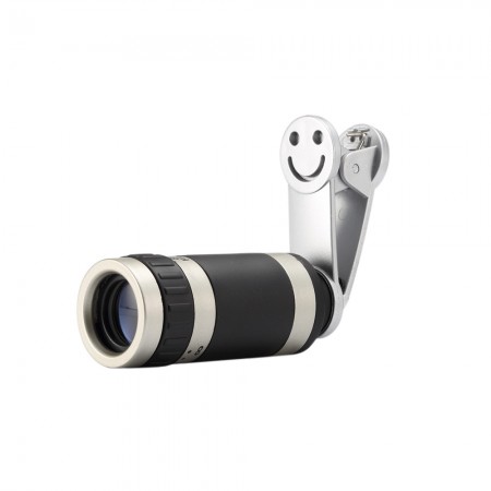 New 8 Times Zoom Telescope Camera LENS To Phone Silver With Clip