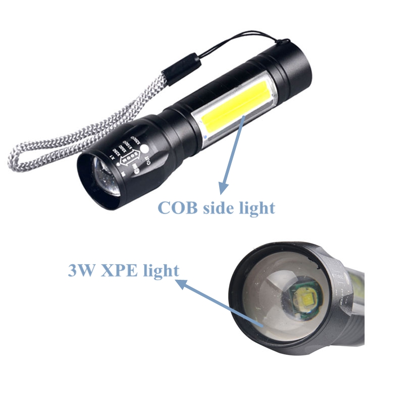 Zoomable COB LED Mini Rechargeable Flashlight XPE Torch USB Direct Charging 14500 Battery Pocket Lamp LED USB