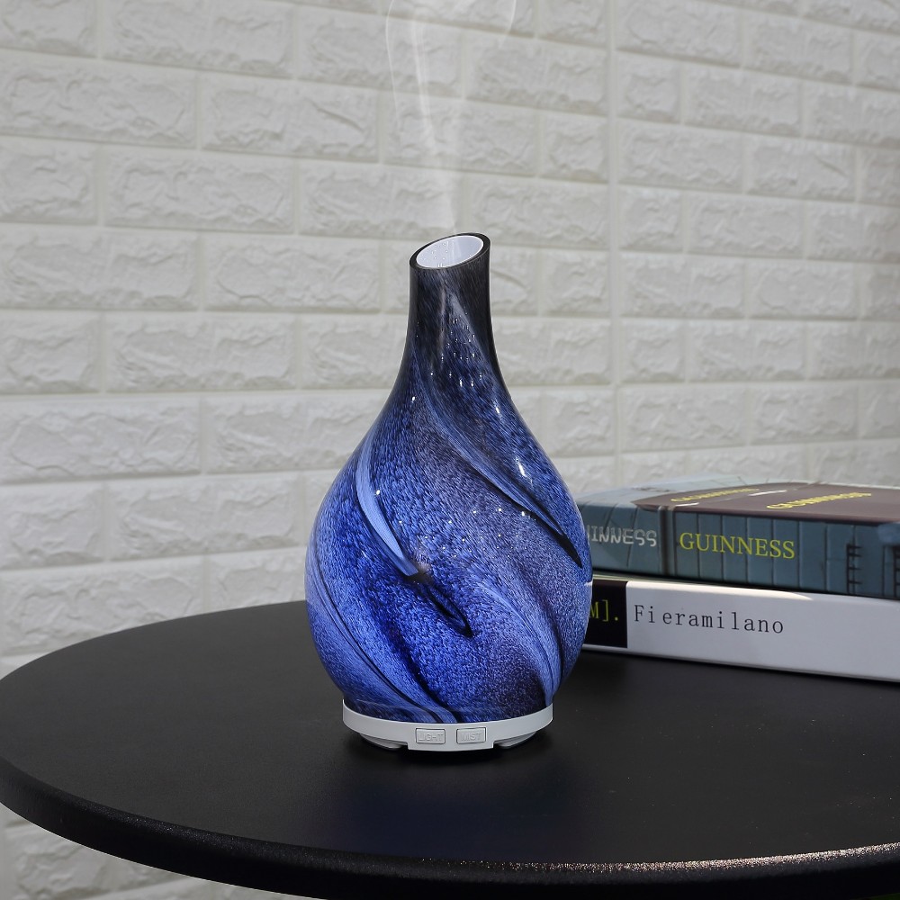 Ceramics Essential Oil Diffuser, 100ml Glass Vase Shape Cool Mist Humidifier for Home Office Bedroom Living