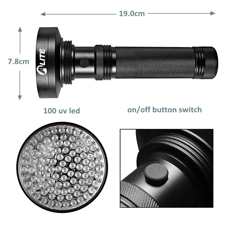 365nm uv 100 LED Flashlight Super Light High Power High Quality 100 LED UV Flashlight Detector