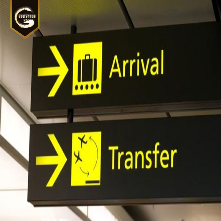 Customized airport hanged directional led metal  directional signage