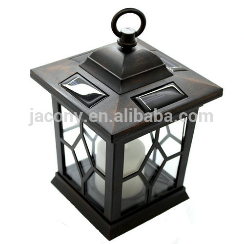 Rechargeable Decorative Solar Traditional Flickering LED Candle Coach Lantern with Hook (JL-8567)