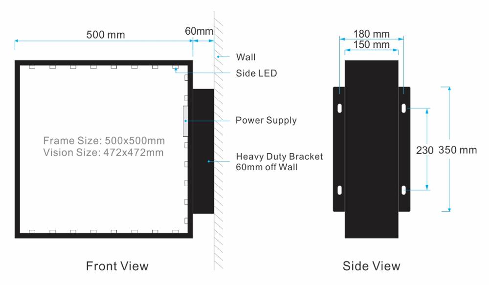 Outdoor Double Sides light box Advertising 3d Led Acrylic LightBox square LED street light box