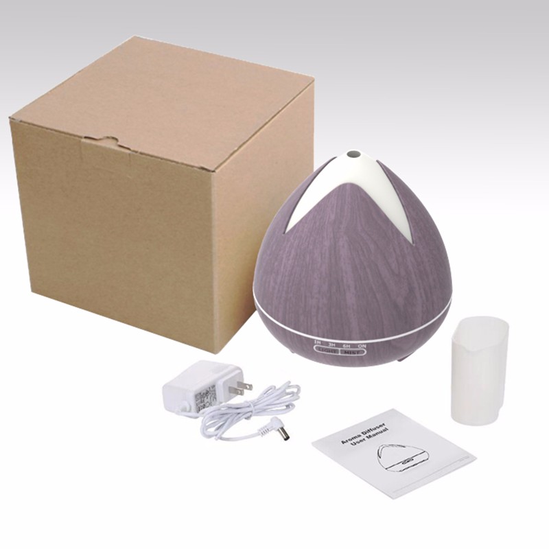 2018 New Purple/Dark/Light Wood Grain Color Flower Aroma Diffuser with Two Buttons Manual Humidifier