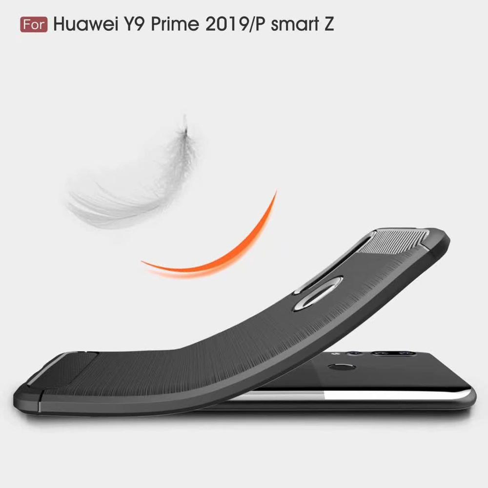 New Arrival Shockproof Carbon Fiber Case Cover for Huawei Y9 Prime 2019 TPU+PC case