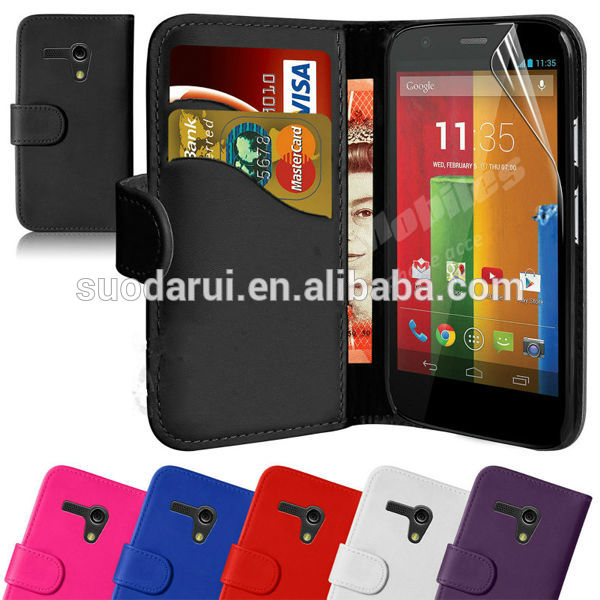 Factory Price Mobile Phone Pouch PU Leather Wallet Case For Motorola Moto G xt1028 xt1031 xt1032