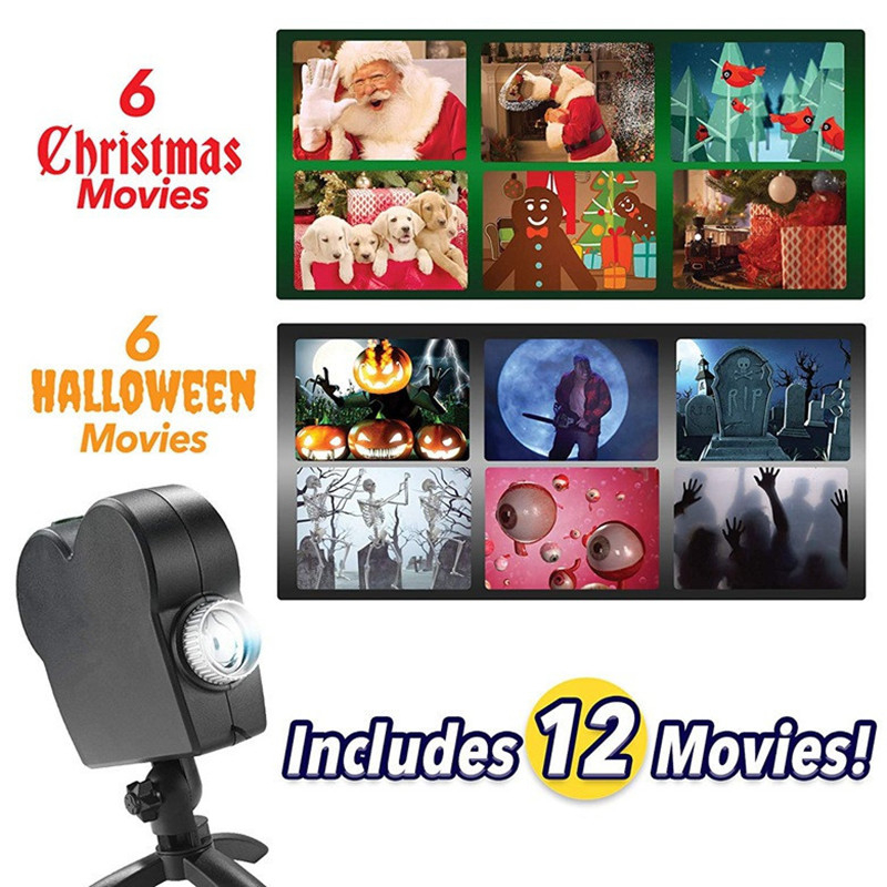 New Window Projector Lamp Holiday Video Halloween Christmas Light Led Spotlights Festival Lamp for Kids Gift