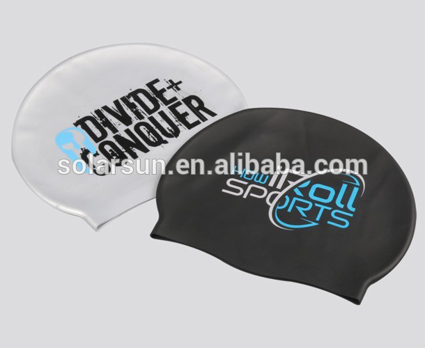 Wholesale high quality cheap silicone swimming cap, round printing silicone swim caps