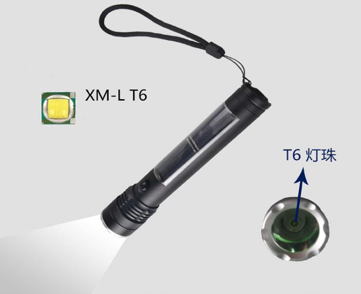 Hot Sale T6 Ultra Led Usb Built In Battery Camping Emergency Solar  Power Bank Flashlight Solar Charge