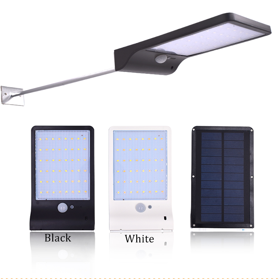 450Lumens Upgraded 36LED Solar Light Three Modes Black White Waterproof Outdoor Garden Wall Fence Lamp With Mounting Pole Or Not