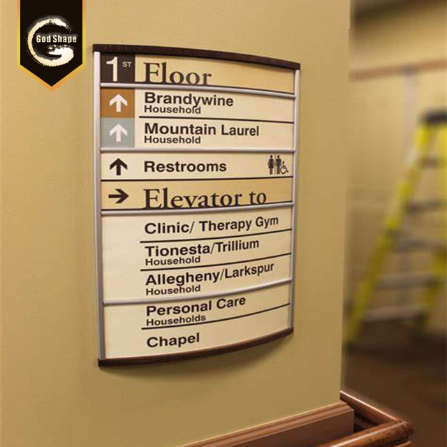 Curved Aluminum Sign Wayfinding Directory Building Floor Index Sign