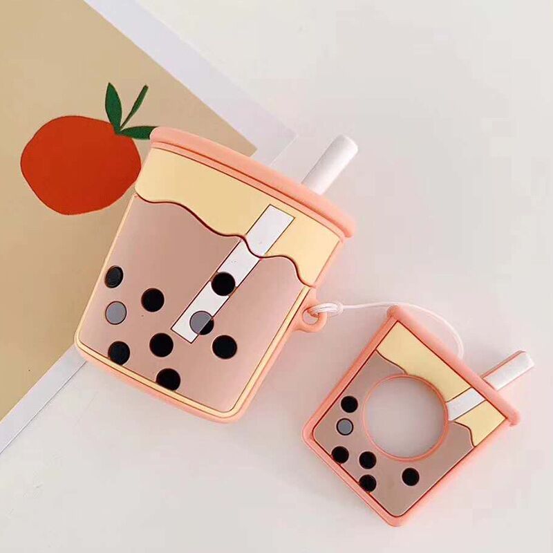 Soft Silicone Cartoon Case for Airpod 1 2 , Earphone Accessory for Airpods 2 Case Cover Milk Tea