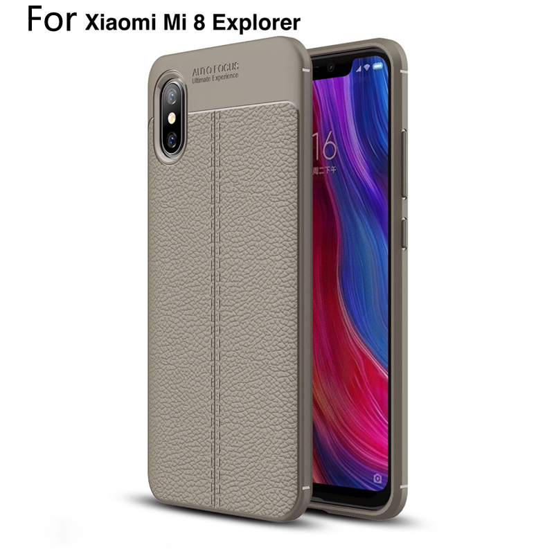 Hot Sell Litchi pattern Soft Tpu case for Xiaomi Mi 8 Explorer Cover
