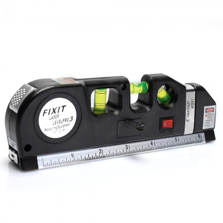 Laser Level Horizon Vertical Measure Tape 2.5M Aligner Standard Metric Ruler